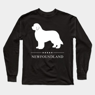 Newfoundland Dog White Silhouette Long Sleeve T-Shirt